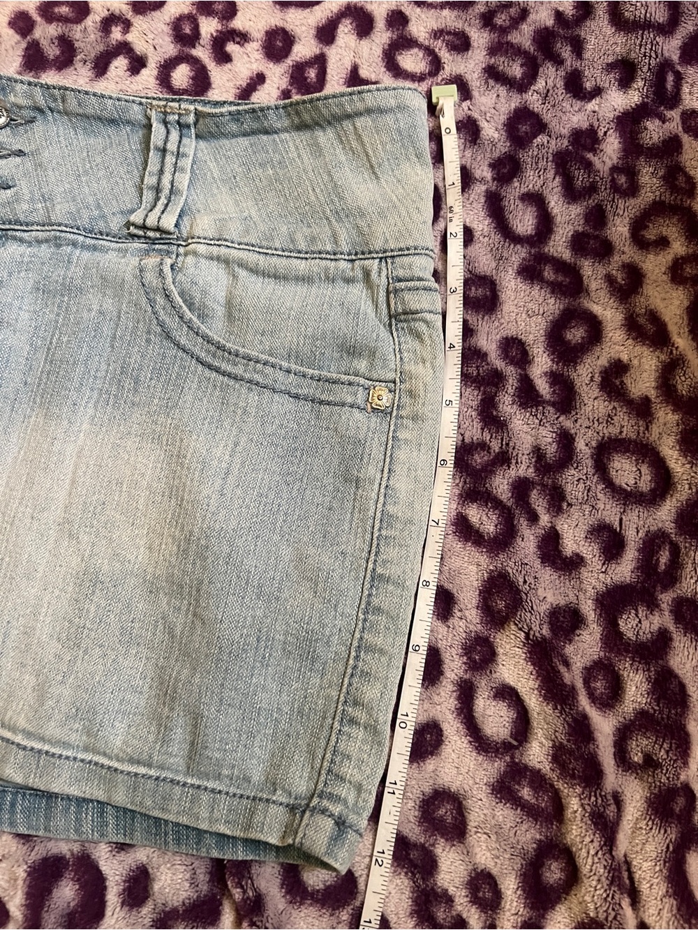 lei Light Wash Denim Mini Skirt - Light Blue - Picture 6 of 6